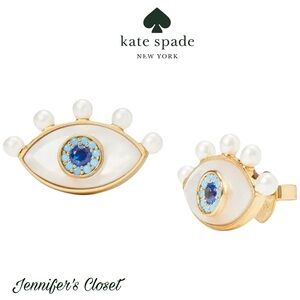 Kate Spade Mother Of Pearl Evil Eye Stud Earrings / NWT
